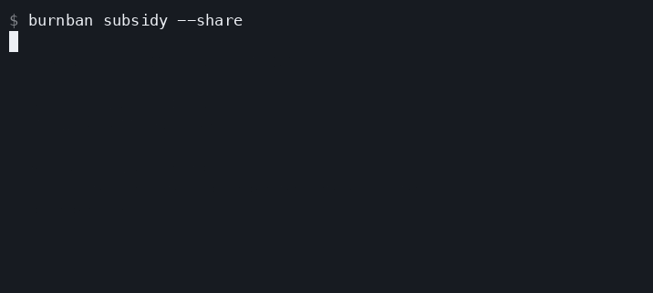 Terminal recording of burnban subsidy share producing a qualified 30-day API-equivalent usage result
